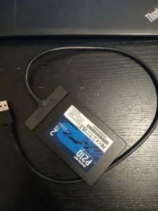 SATA adapter connected to a SSD
