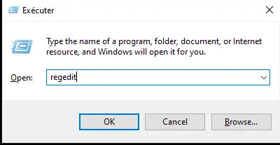 win + r regedit